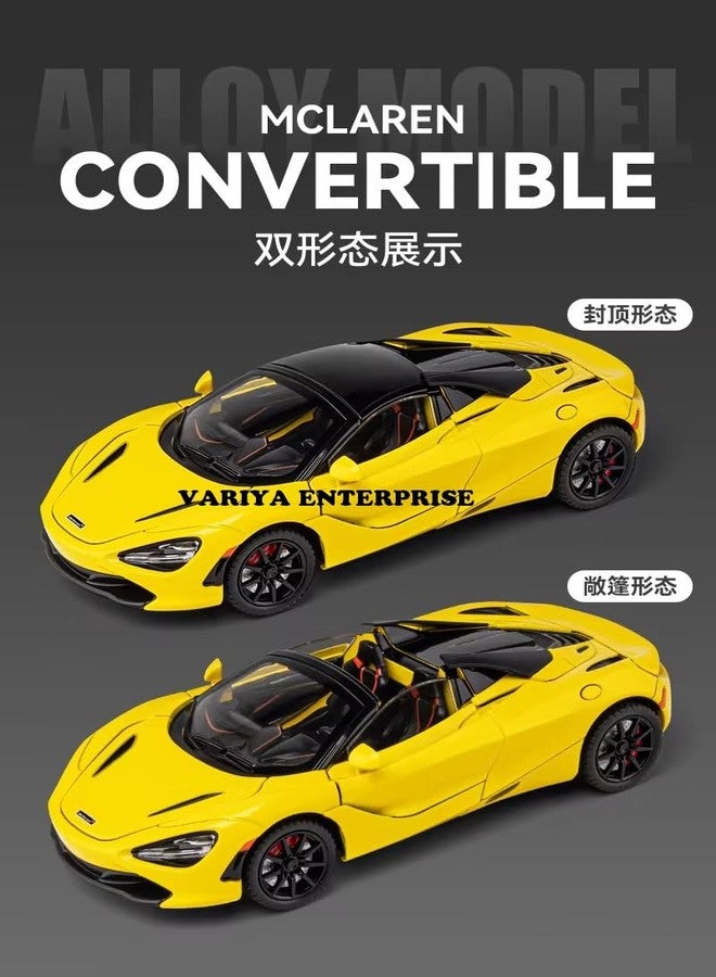 VARIYA ENTERPRISE® 1:24 Big McLaren 720s Convertible Toy Car Metal Pull Back Diecast Car with Openable Door and Sound Light, Gifts Toys for Kids【 Orange 】 - Image 3